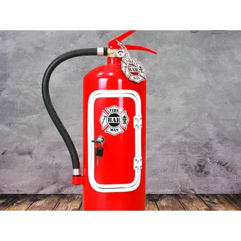 Dárkový potravinový koš Hasicí bar s láhví alkoholu: Červený s bílou lemovkou