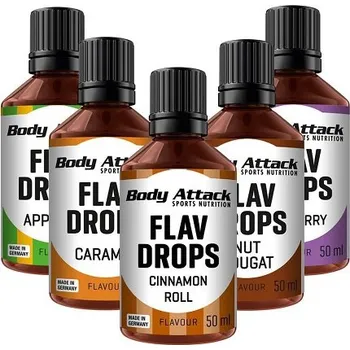 Přisada na vaření a pečení Body Attack Flav Drops příchuť Jahodový tvarohový koláč - Body Attack, 50 ml