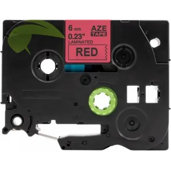 Pásek do tiskárny TONERSYP páska pro Brother TZe-S411, 6mm × 8m, silně lepící, černý tisk / červený podklad