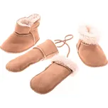 Dětská ručně vyrobená souprava - kožešinové capáčky a rukavičky GEPARD | béžová | 357BABY Velikost: 18-19/12 cm 6-12 měsíců