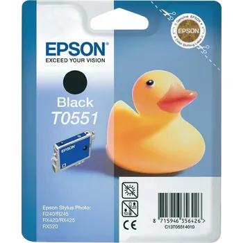 Inkoustová náplň Epson T0551 černá Inkoustová náplň, originální, pro Epson Stylus Photo R240, RX 420, RX425, RX 520, černá C13T05514010