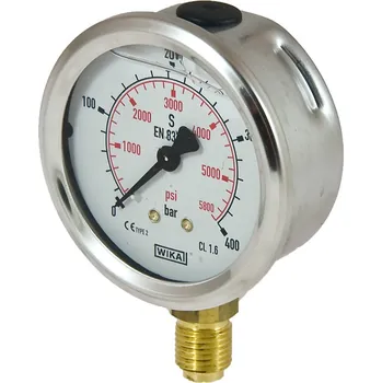 Manometr glycerinový WIKA do 400 bar se závitem 1/4" o průměru 63 mm k měření tlaku