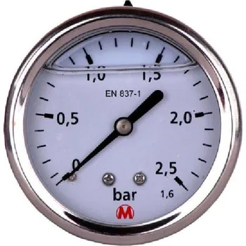 Měřič tělesných funkcí manometr MI63G/177/1,6 -1/0bar G1/4B zadní přip. + glycerinové plnění