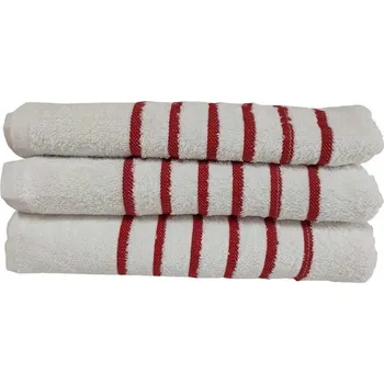 Top textil Osuška Pruhy červené 75x140 cm bílá