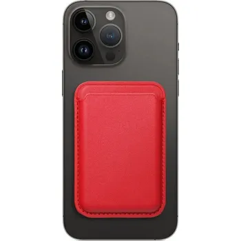 Pouzdro na mobilní telefon Pouzdro Leather Mag Wallet Magsafe kompatibilní peněženka, kreditní karty červená