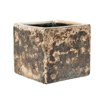 Květináč Moderní keramický květináč Baq Lava, Cube relic rust metal (glazed inside) 22x22x20cm