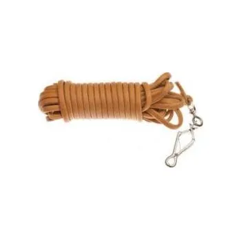 Vodítko pro psa Zubíček - výroba loveckých potřeb Barvářská šňůra kulatá s karabinou - 6mm - světlá - Délka 6 m