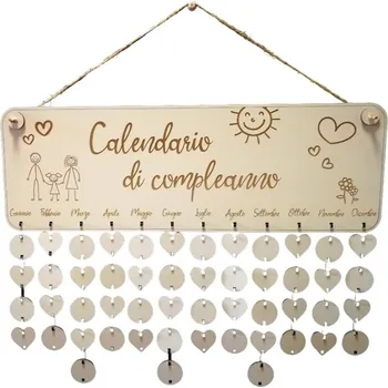Party dekorace VypálímTi.cz Dřevěný rodinný kalendář na zeď (IT) 1 60cm