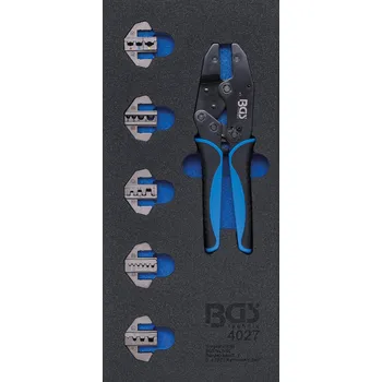 BGS 4027, Vložka do dílenského vozíku 1/3: sada krimpovacích kleští | s 5 páry lisovacích čelistí