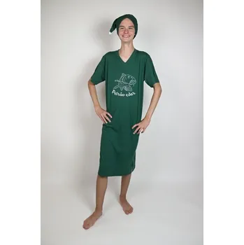 Pánská noční košile Pánská noční košile krátká Rozárka P322 ryba zelená Barva: Zelená, Velikost: L