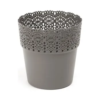 Květináč Plastový květináč krajka Bella 145 mm, antracit