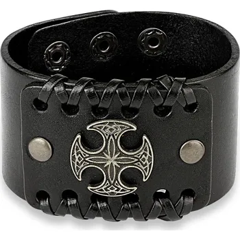 Náramek Steel Edge Kožený náramek SESL0213 Barva: Černá