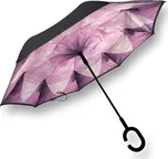 Obrácený deštník 102 cm růžový/černý