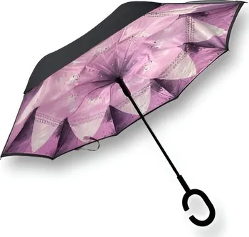 Deštník Obrácený deštník 102 cm růžový/černý