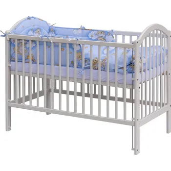 Dětská postýlka Scarlett Postýlka bílá borovice 120 x 60 cm s kompletní výbavou Mráček Modrá