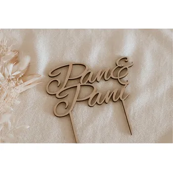 Svatební dekorace Dřevěný zápich - pan a paní 18 cm