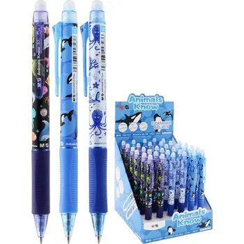 Pero gelové /gumovací M&G iErase Clicker Animals Know 0,7 mm - modrá náplň