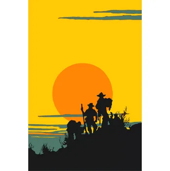 Malování podle čísel - Silueta kovbojů Velikost: 20x30cm, Rámování: Pouze srolované plátno
