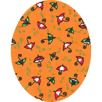 Nažehlovací záplaty oválky s potiskem - deštníky oranžové