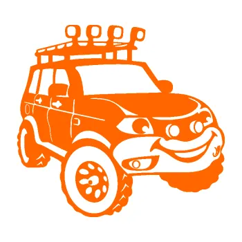 Polep vozidla SAMOLEPKA Off Road 005 pravá veselé autíčko (73 - Fluorescentní oranžová) NA AUTO, NÁLEPKA, FÓLIE, POLEP, TUNING, VLASTNÍ TEXT, TISK, AUTOSAMOLEPKY.cz, POLEPY, OBRÁZEK, LOGO, SAMOLEPKY