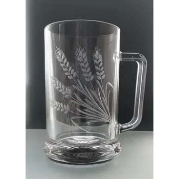 Sklenice půllitr s klasy - ručně ryté (broušené), dárek pro zemědělce