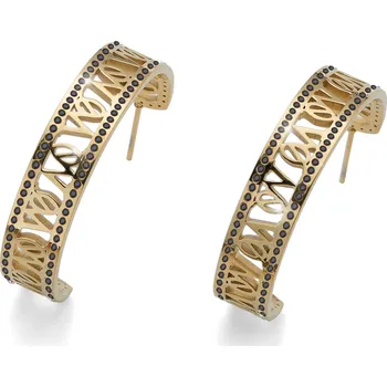 Šperk Oliver Weber Stylové pozlacené kruhy s kubickými zirkony 23112G BLA + 2 měsíce na vrácení zboží