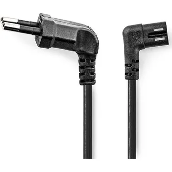 Napájecí kabel Nedis úhlový 3m PVC černá PCGP11055BK30 NEDIS napájecí kabel pro adaptéry/ Euro zástrčka - konektor IEC-320-C7/ úhlový-úhlový/ dvoulinka/ černý/ bulk/ 3m