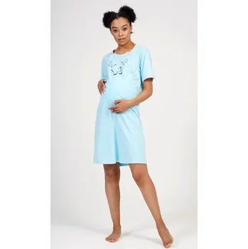 Dámská noční košile Vienetta Secret Dámská noční košile mateřská Motýlci mentolová Barva: mentolová, Velikost: XXL