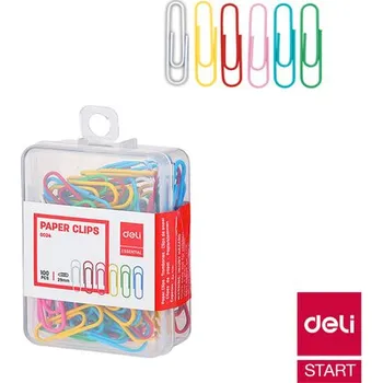 Kancelářská sponka DELI barevné kancelářské sponky 29 mm (100 ks)