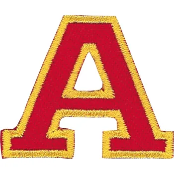 Nažehlovací vyšívané písmenko A - červené, výška 3 cm