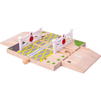 Vláček a vláčkodráha Bigjigs Rail Dřevěné autodráhy železniční přejezd s brankami