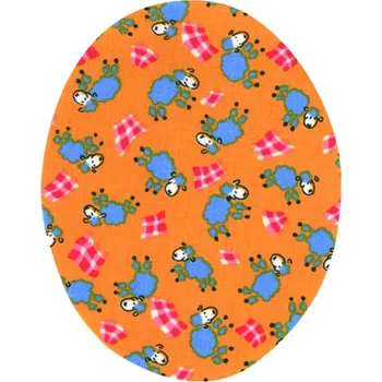 Nažehlovací záplaty oválky s potiskem - ovečky oranžové