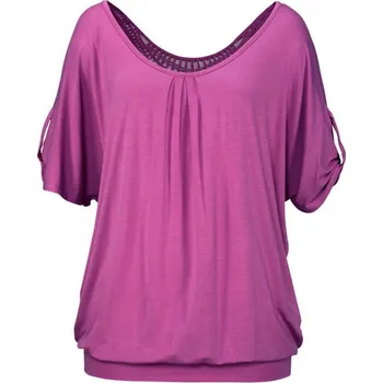 Dámský letní top/tričko s háčkovaným vzorem na zádech ve vel. S - 5XL Barva: Fialová, Velikost: L