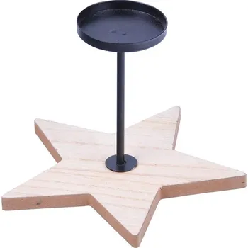 Svícen MFP svícen hvězda dřevo + kov 15cm 8886429