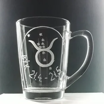 Hrníček 250ml znamení býk - ručně ryté (broušené) dárková krabička