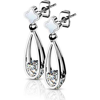 Náušnice Steel Edge Visací náušnice z chirurgické oceli 4016 Barva: Steel