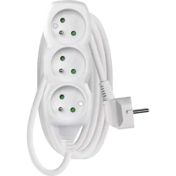 elektrický kabel Prodlužovací přívod 3 zásuvky délka 2m bílý pohyblivý