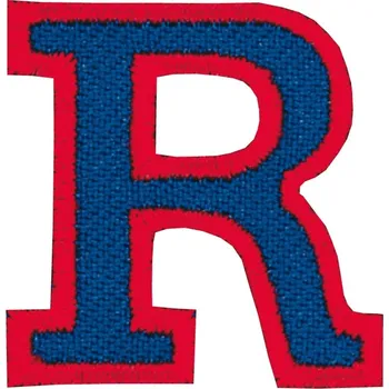 Nažehlovací vyšívané písmenko R - modré, výška 3 cm