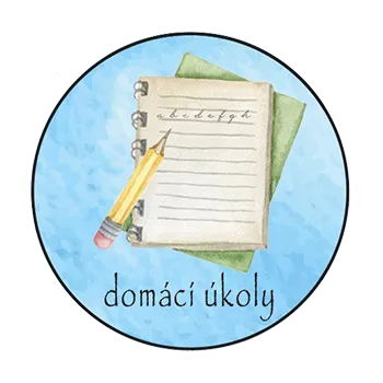 magnetka pro dítě Magnetka pro děti – Domácí úkoly, ručně malovaná, 37 mm