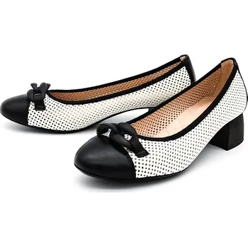 Dámské baleríny Dámské kožené baleríny HV00236 HISPANITAS bíločerná Barva: černobílá, Velikost: 40