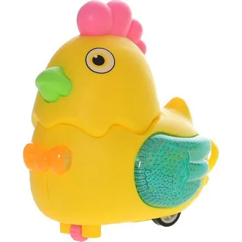 Kuřátko 10 cm jezdící na natažení se světlem