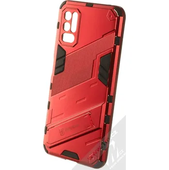 Pouzdro na mobilní telefon 1Mcz Armor Ribbed odolný ochranný kryt se stojánkem pro Xiaomi Redmi Note 10 5G, Poco M3 Pro červená (red)