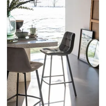 Barová židle Šedá sametová barová židle Barstool Morgan Grey - 47*43*95cm