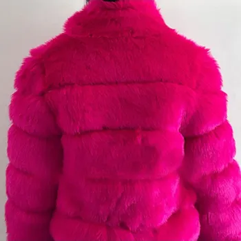 Dámská parka Prošívaný chlupatý kožich - bunda se stojáčkem Barva: Fuchsiová, Velikost: 3XL