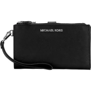 Peněženka Michael Kors kožená peněženka wristlet double zip černá silver