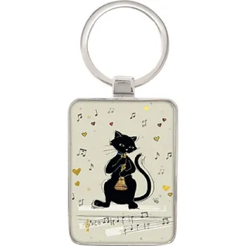Přívěsek na klíče - Kočky hudebnice hudební nátroje: Trubka