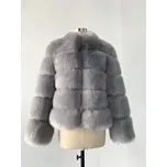 Prošívaný chlupatý kožich - bunda se stojáčkem Barva: Šedá, Velikost: S
