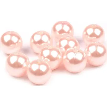 Korálek Plastové voskové korálky / perly Glance Ø12 mm, barva F49 růžová