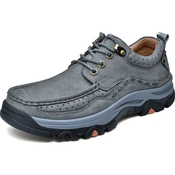 Pánské tenisky Kožené tenisky na turistiku trekové boty s prošíváním Velikost: 38, Barva (Varianta): Šedá 2186