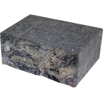 plotová tvarovka DITON Tvárnice Muráno 14/25 koncový 3/4 kámen 330x250x140 mm černo-bílá